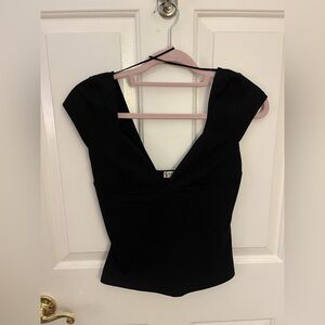 Free People Black V-Neck Cap Sleeve Tank